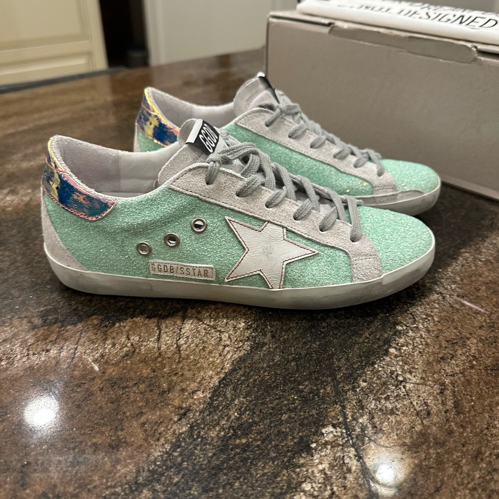 Golden Goose Mint Glitter Superstars. - Picture 2 of 8